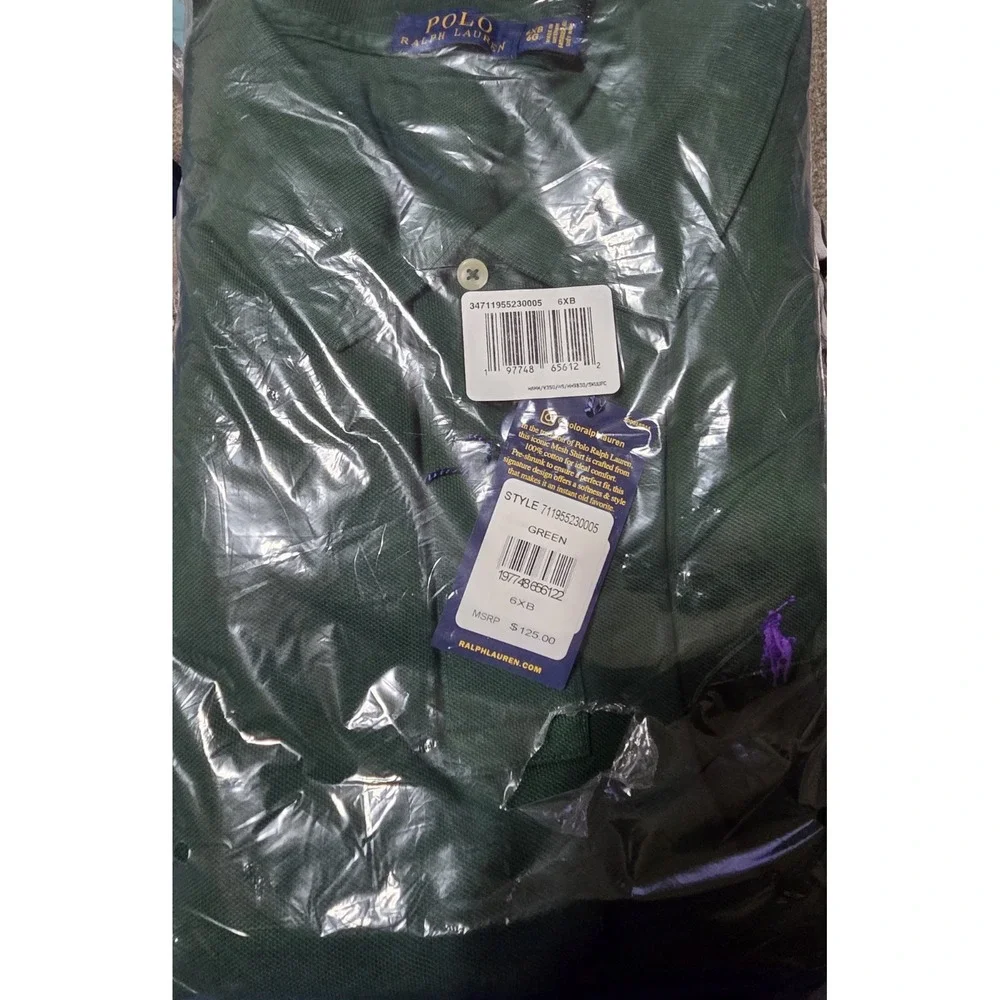 Polo Ralph Lauren Polo Shirt Big & Tall Green Purple Pony Men's Size 6XB NWT